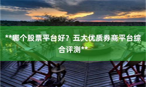 **哪个股票平台好？五大优质券商平台综合评测**